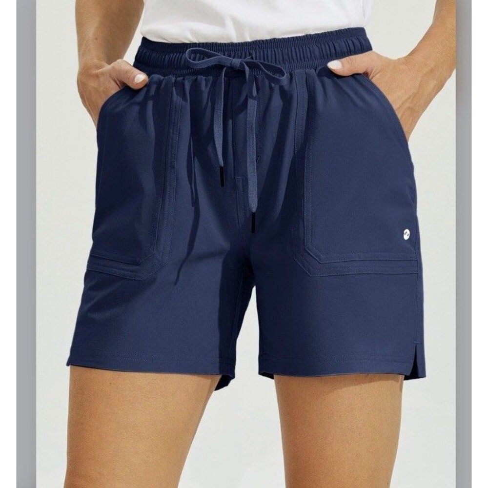 NWT Willit Blue Athletic Shorts 5" Sz L Inseam Outdoor Hiking Nylon Stretch